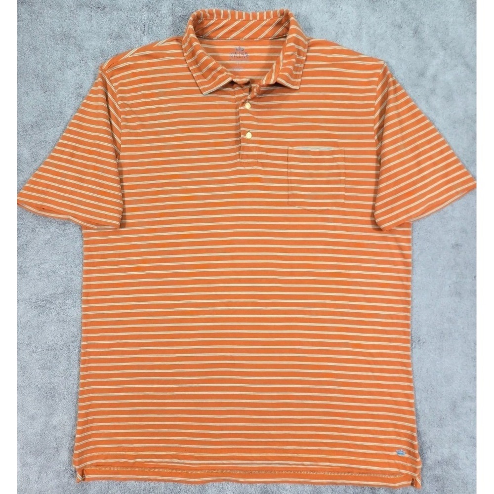 Peter Millar Orange Striped Polo Shirt Mens Large Mountainside Collection